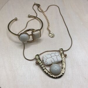 Modernist style statement look jewelry set necklace and cuff bracelet-trendy.